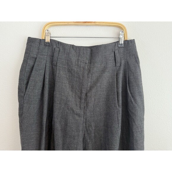 Michael Kors Wool Blend High Rise Pleated Wide Leg Pants Gray Size 10 Belt Loops - Picture 3 of 10